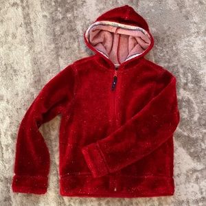Tommy Hilfiger Tommy Girls Red Fleece hoodie w/ silver sparkles!